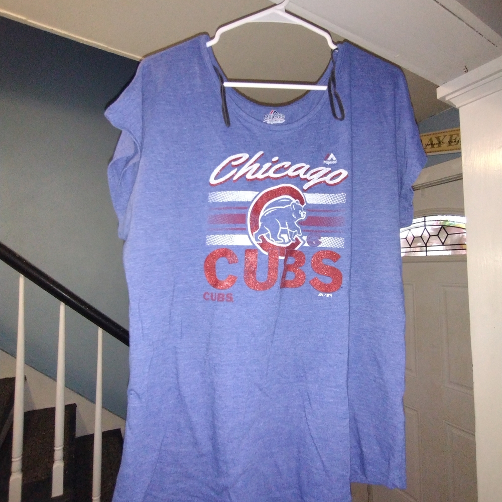 Majestic Fan Fashion Women's XL Chicago Cubs Blue T-Shirt